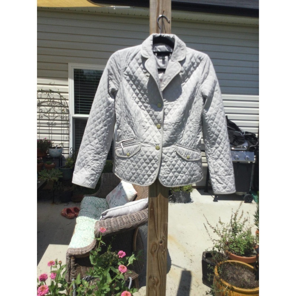 Talbots Womens Lightweight Quilted Jacket Size 4 Beige‎ Preppy Classic Spring